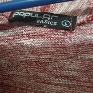 Light weight pinkish red Cardigan size large buy stretchy